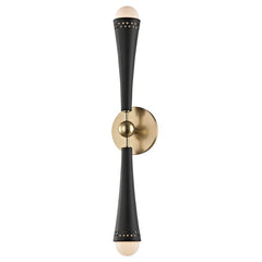 Tupelo 2-Light Dimmable Sconce with Off-White Glass Shades and Aged Brass Finish by Hudson Valley Lighting