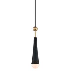 Tupelo Pendant Light 13.5 In Aged Brass Finish With Off-White Glass Shade, Dimmable Capability