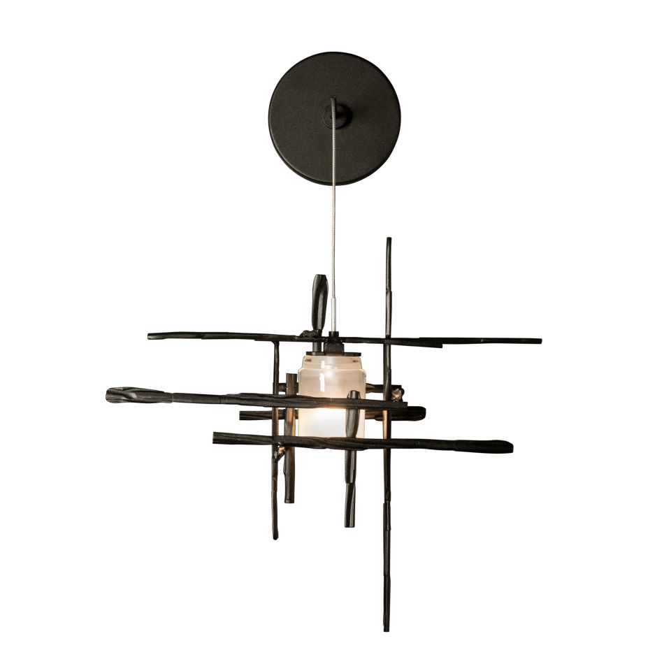 Tura Frosted Glass Low Voltage Sconce by Hubbardton Forge, Dimmable, Energy Efficient, Versatile Finishes