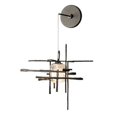 Tura Seeded Glass Low Voltage Sconce by Hubbardton Forge, Dimmable, Handcrafted, 15" Tall