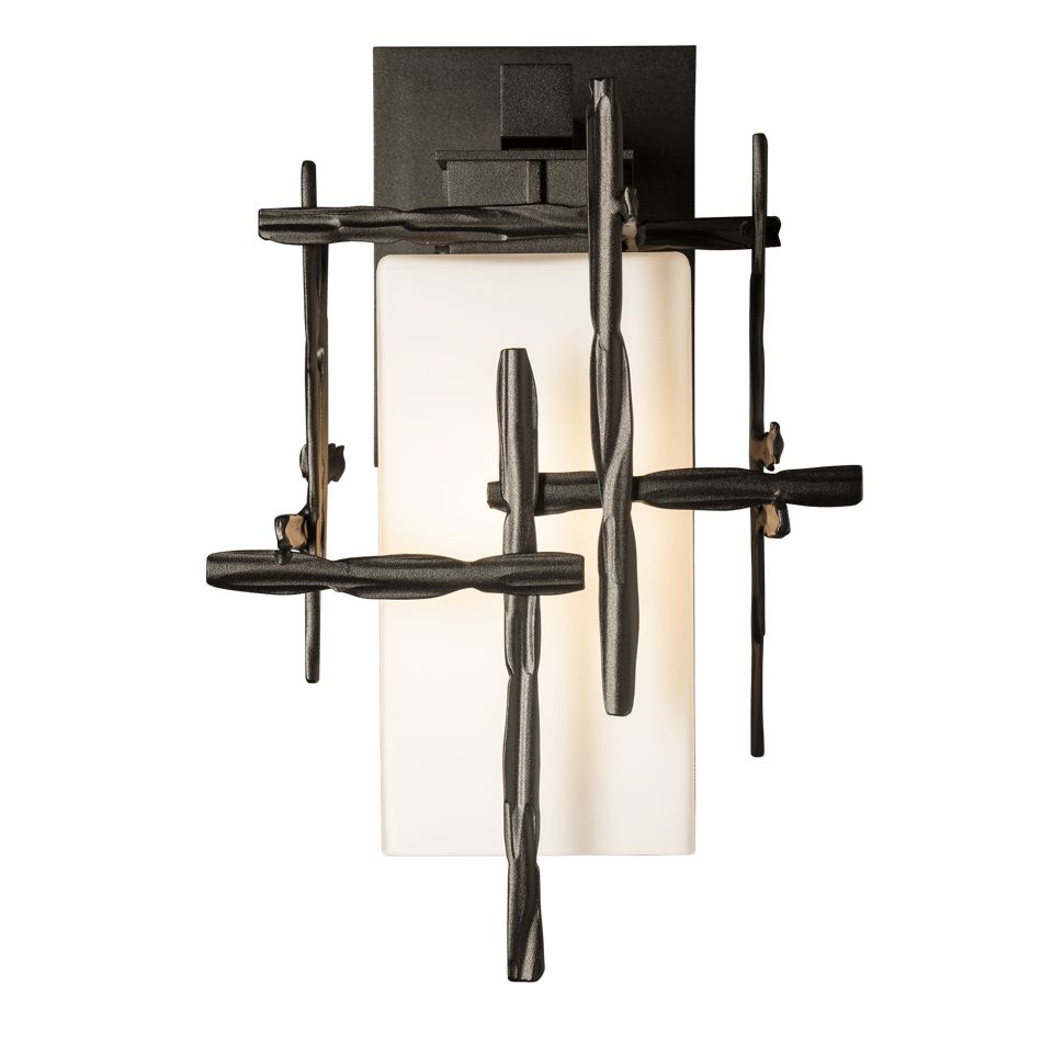 Tura Small Outdoor Sconce by Hubbardton Forge - Handcrafted Opal Glass Shade, Dimmable, Multiple Finishes
