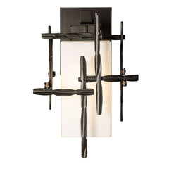 Tura Small Outdoor Sconce by Hubbardton Forge - Handcrafted Opal Glass Shade, Dimmable, Multiple Finishes