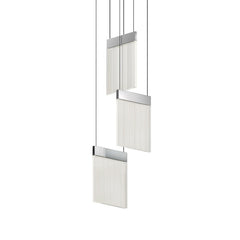 SONNEMAN V Panels 3-Light Pendant, Energy-Efficient LED, Adjustable Height, Elegant Brass & Chrome Finishes