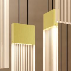 SONNEMAN V Panels 3-Light Pendant, Energy-Efficient LED, Adjustable Height, Elegant Brass & Chrome Finishes