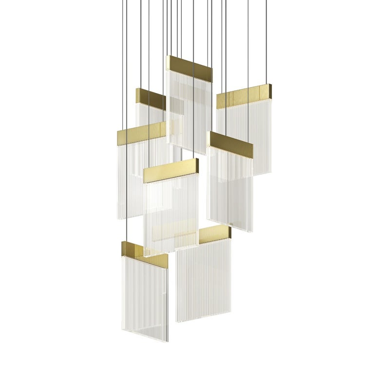 SONNEMAN V Panels 8-Light Pendant with Dimmable Feature and High Luminosity in Modern Design