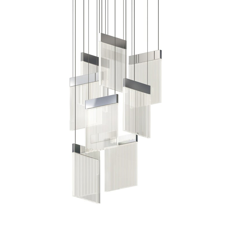 SONNEMAN V Panels 8-Light Pendant with Dimmable Feature and High Luminosity in Modern Design
