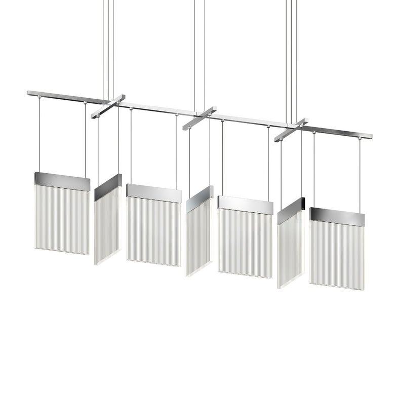 SONNEMAN V Panels Bar Pendant Light, 56" Adjustable LED Fixture, Dimmable with Brass or Chrome Finish