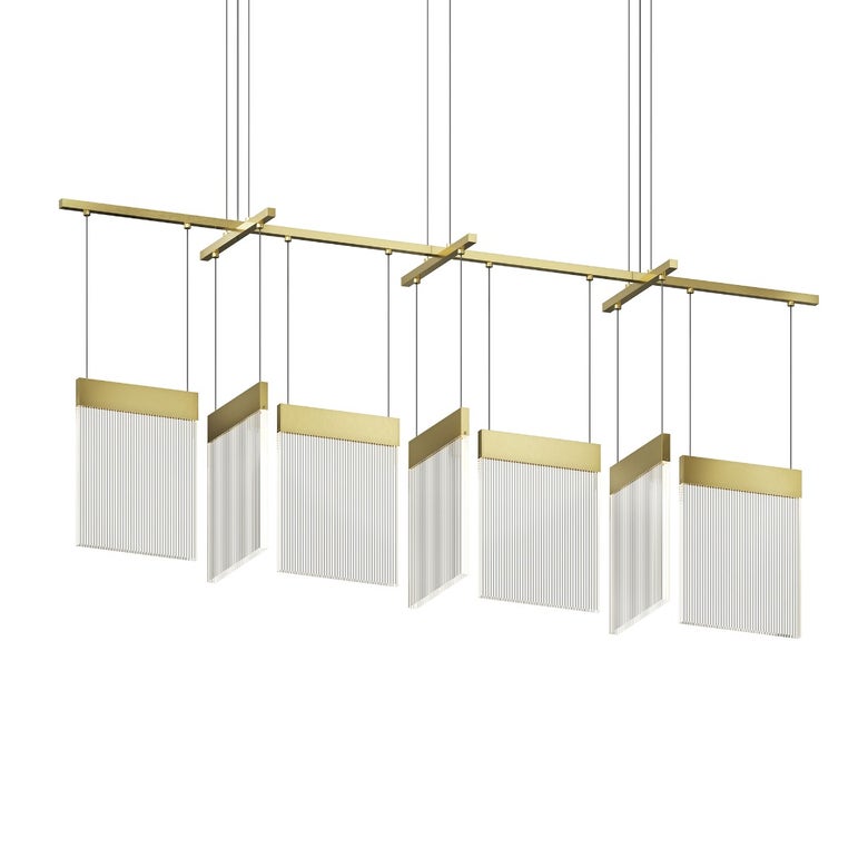 SONNEMAN V Panels Bar Pendant Light, 56" Adjustable LED Fixture, Dimmable with Brass or Chrome Finish