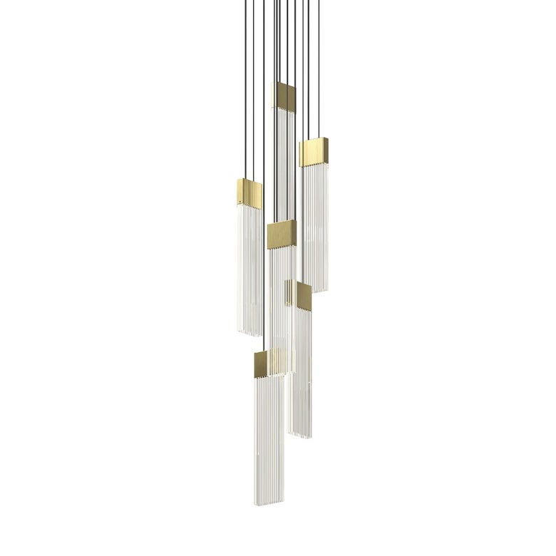 V Panels Thin 6-Light Pendant by SONNEMAN, Dimmable LED, Adjustable Height, Eco-Friendly Design, 2800 Lumens