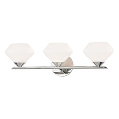 Mitzi Valerie 3-Light Vanity Light Fixture with Opal Matte Glass Shades in Aged Brass or Polished Nickel