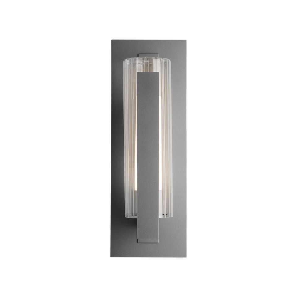 Vertical Bar Fluted Glass Medium Outdoor Sconce with Dimmable Light by Hubbardton Forge, 18.8" H