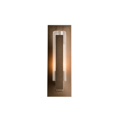 Vertical Bar Fluted Glass 15" Small Outdoor Sconce by Hubbardton Forge, Dimmable, UL Wet Rated