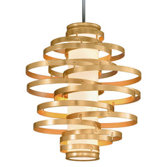 Vertigo LED Chandelier By Corbett Lighting, Twisted Metal Design, Dimmable, Gold Leaf Finish 225-44