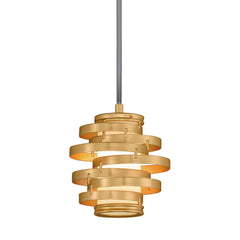 Vertigo LED Pendant by Corbett Lighting, Gold Leaf Finish, Dimmable, 20-62" Adjustable Height