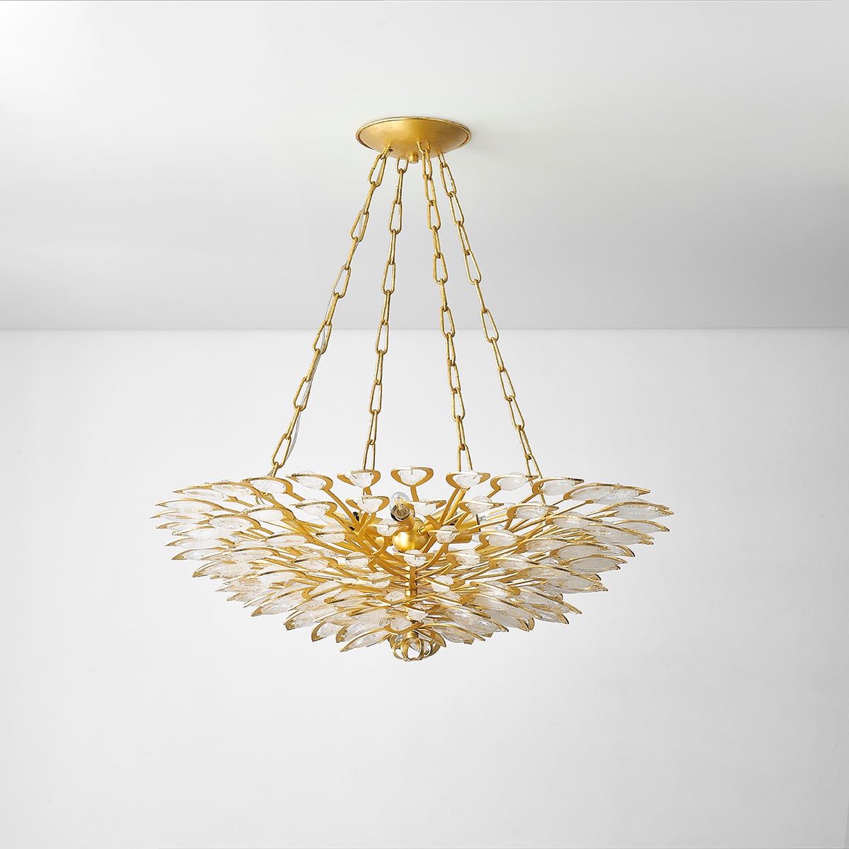 Vittoria 8-Light Large Chandelier by Corbett Lighting in Gold Leaf with Crystal Accents, Adjustable Height