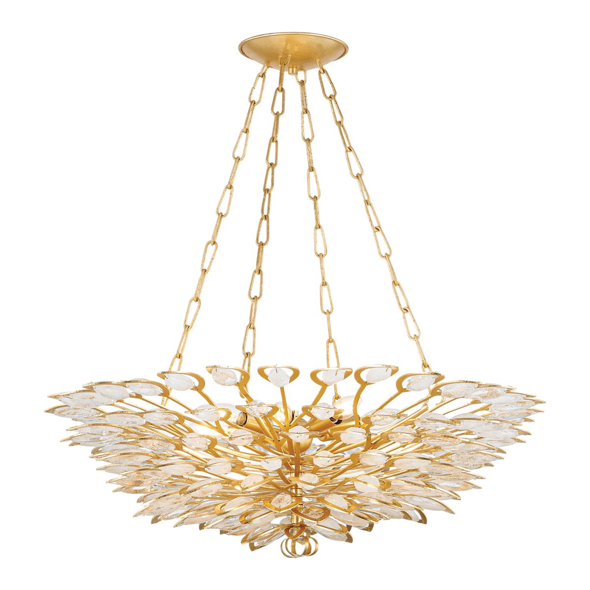 Vittoria 8-Light Large Chandelier by Corbett Lighting in Gold Leaf with Crystal Accents, Adjustable Height