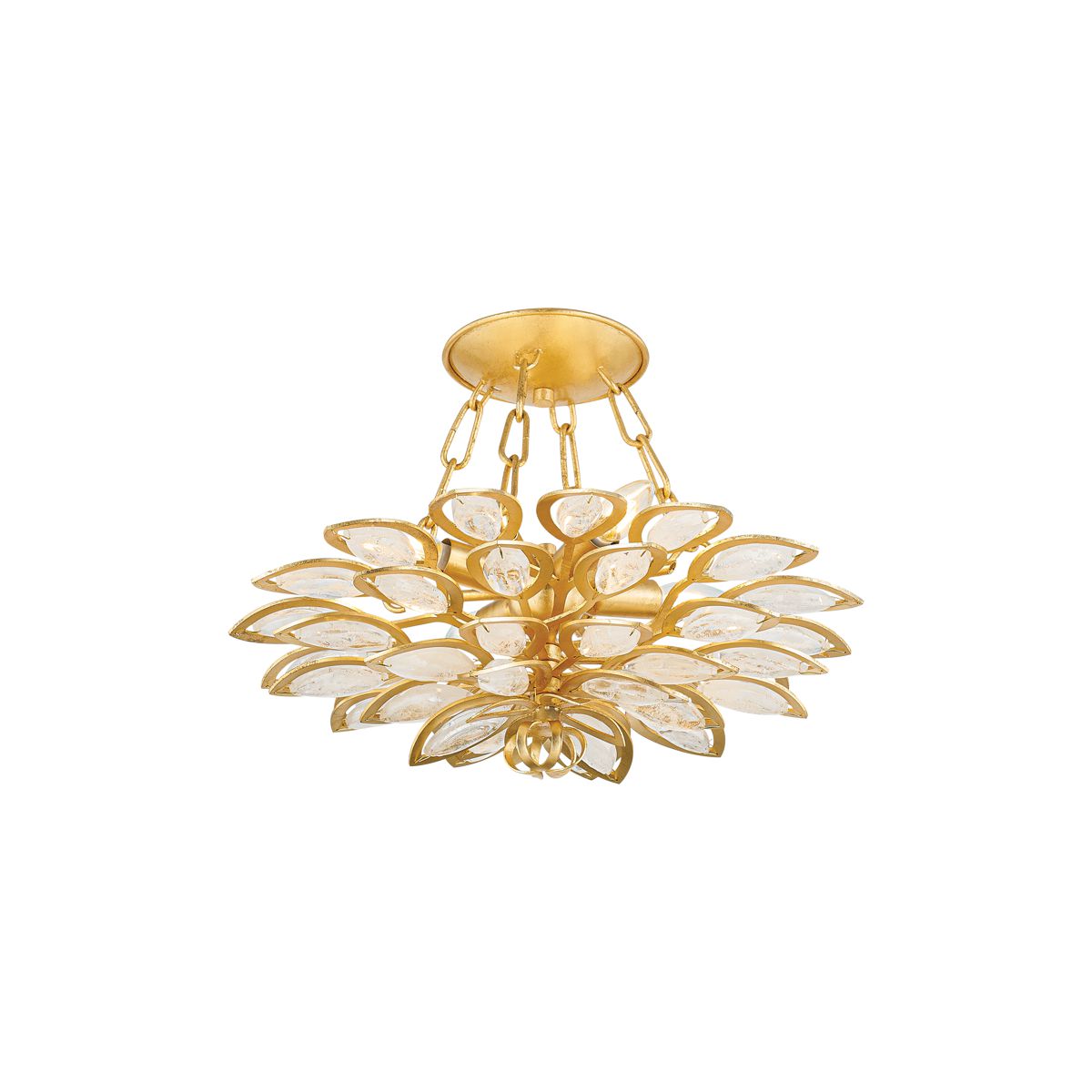 Vittoria Semi-Flush Ceiling Light By Corbett Lighting, Hand-Cut Craquelle Crystal, Dimmable, 4 Bulb E12