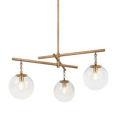 Wade Chandelier by Troy Lighting with 3 Oversized Sfumato Glass Orbs and Patina Brass Finish, 20.75"H x 44.25"W