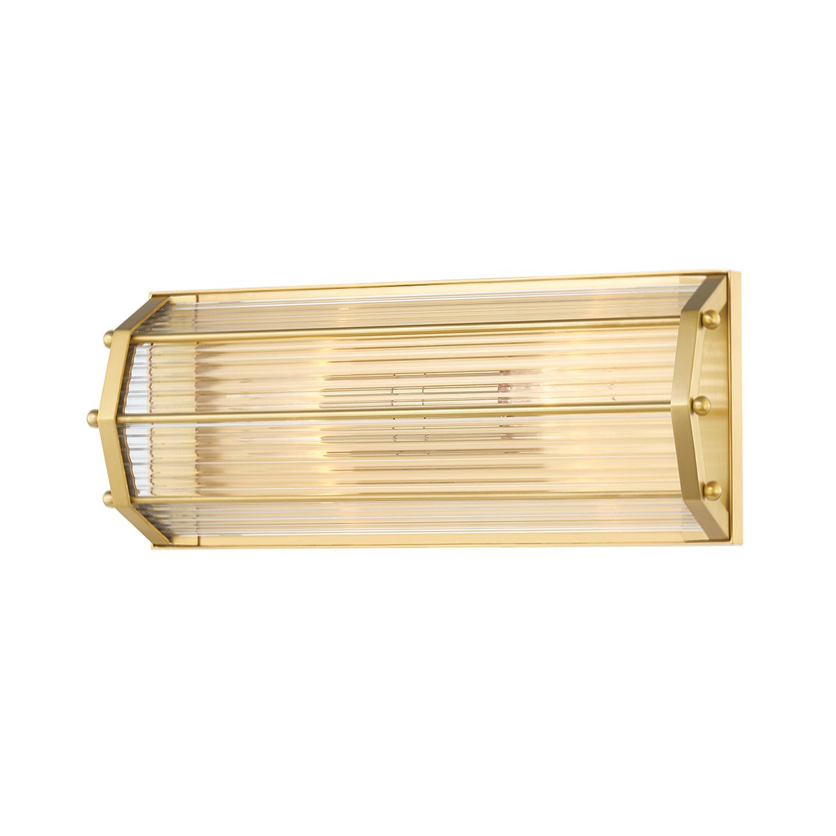 Wembley 2-Light Sconce By Hudson Valley Lighting In Aged Brass With Clear Glass Shade