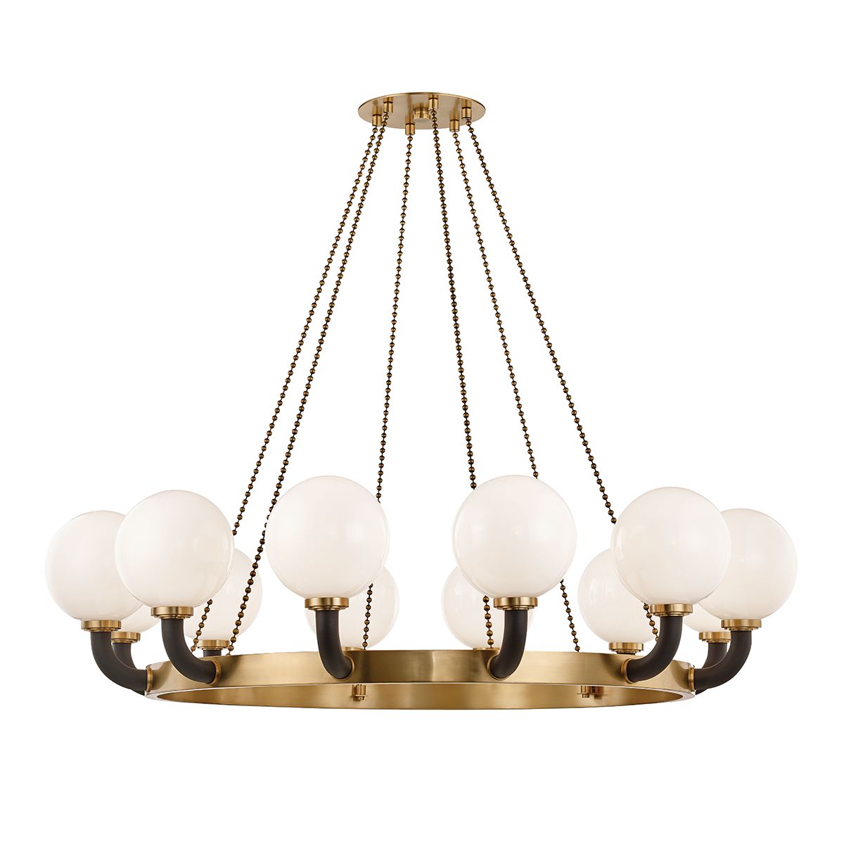 Werner 12-Light Chandelier By Hudson Valley Lighting In Aged Brass And Black, Dimmable Illumination