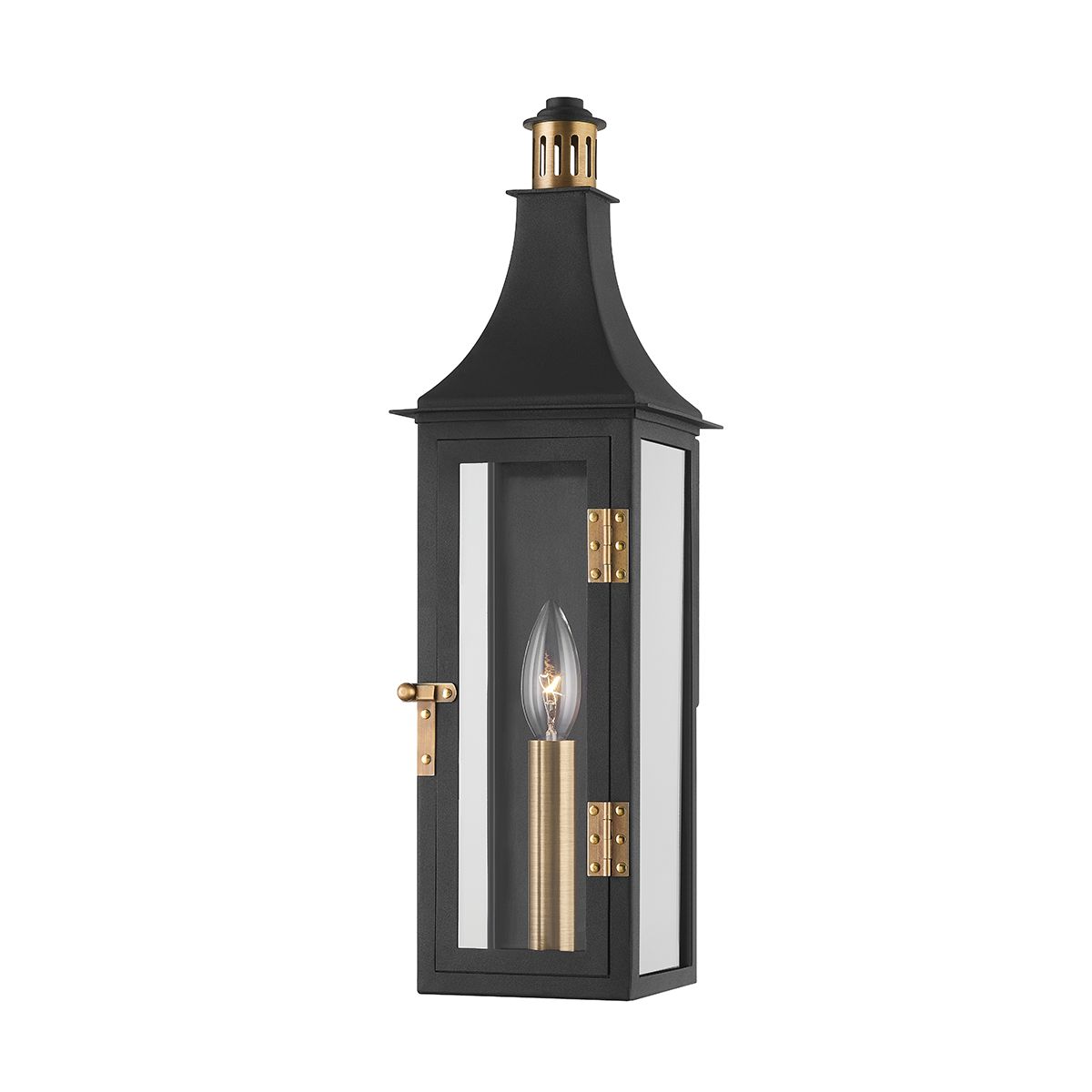 Wes Wall Sconce by Troy Lighting, 18.75" Height, Patina Brass & Textured Black, ETL Wet Rated