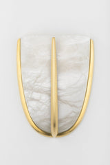 Wheatley Sconce 9.25" Height Aged Brass Wall Light with Alabaster Shade, Dimmable & UL Damp Rated