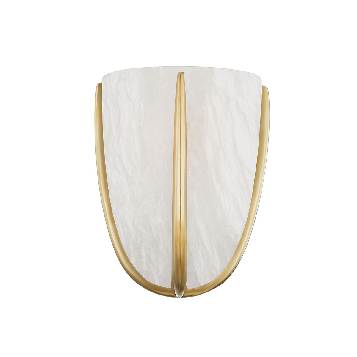 Wheatley Sconce 9.25" Height Aged Brass Wall Light with Alabaster Shade, Dimmable & UL Damp Rated