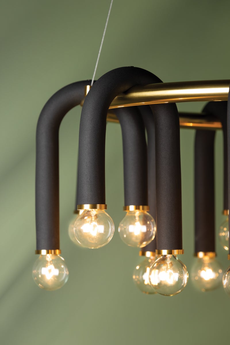 Mitzi 20-Light Whit Chandelier With Dimmable Feature And Adjustable Height In Aged Brass/Black
