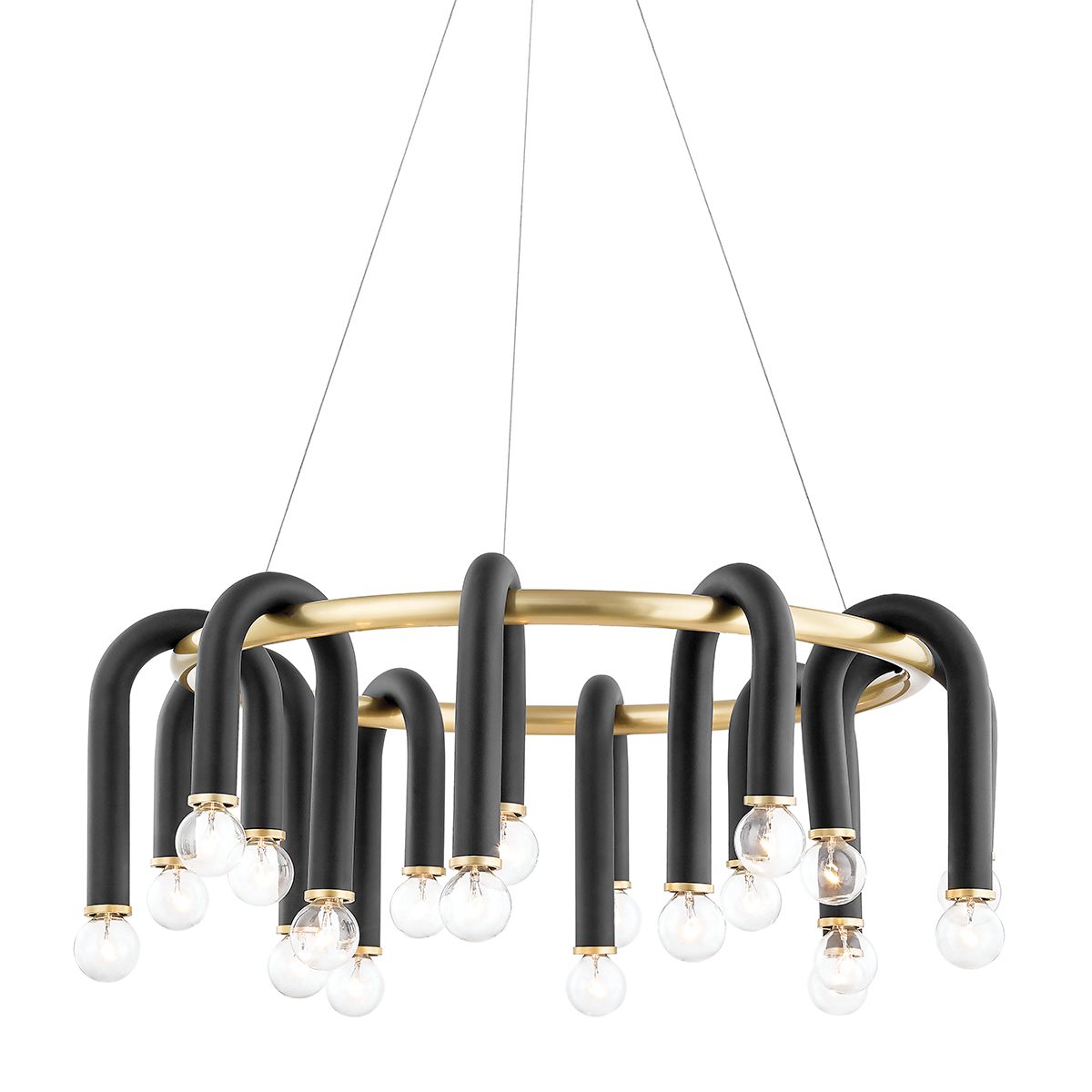 Mitzi 20-Light Whit Chandelier With Dimmable Feature And Adjustable Height In Aged Brass/Black