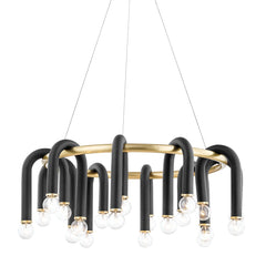 Mitzi 20-Light Whit Chandelier With Dimmable Feature And Adjustable Height In Aged Brass/Black