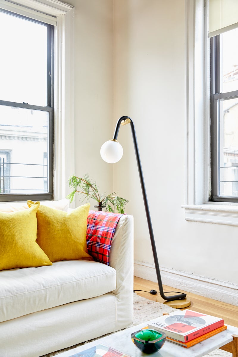 Mitzi Whit Floor Lamp 60.75” Tall With Dimmable Opal Glass Shade And Aged Brass Accent