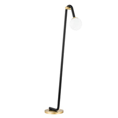 Mitzi Whit Floor Lamp 60.75” Tall With Dimmable Opal Glass Shade And Aged Brass Accent