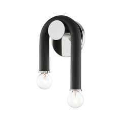 Mitzi Whit Sconce: Elegant Black Metal Wall Light with Aged Brass Finish and Dimmable Feature, 2 Bulbs