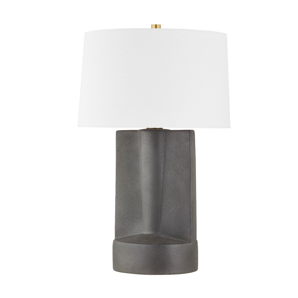 Wilson Table Lamp 28" Height Aged Brass Finish Ceramic Base Dimmable White Linen Shade