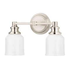 Hudson Valley Lighting Windham 2-Light Vanity Light, Dimmable, Opal Glass Shades, Polished Nickel