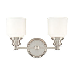 Hudson Valley Lighting Windham 2-Light Vanity Light, Dimmable, Opal Glass Shades, Polished Nickel
