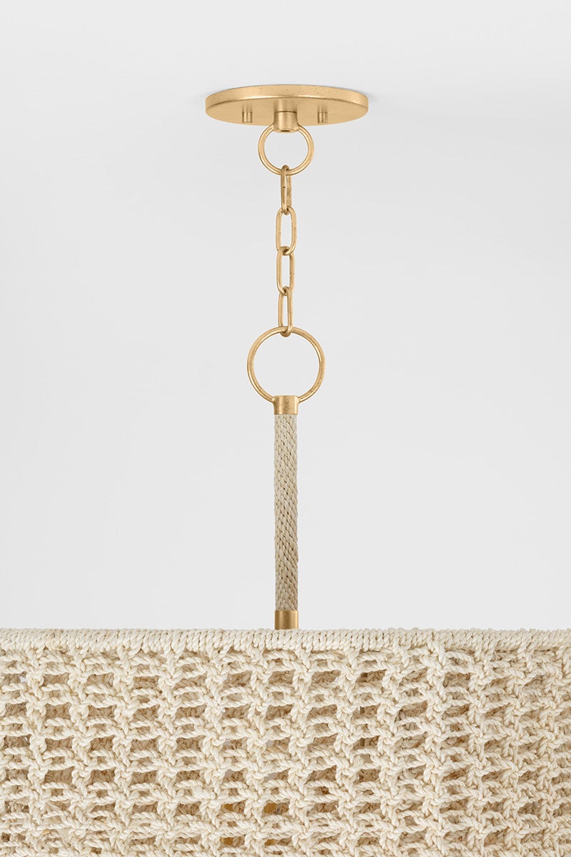 Yorkhill Large Pendant Light 29.5" Height, Vintage Gold Leaf Finish, Dimmable, UL Damp Rated