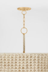Yorkhill Large Pendant Light 29.5" Height, Vintage Gold Leaf Finish, Dimmable, UL Damp Rated