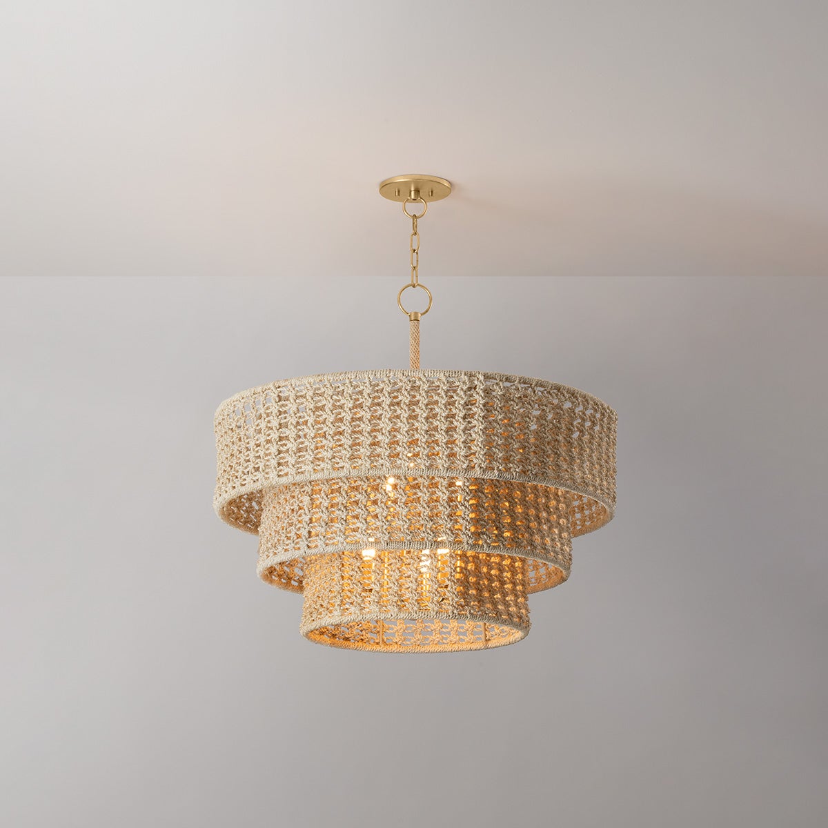 Yorkhill Large Pendant Light 29.5" Height, Vintage Gold Leaf Finish, Dimmable, UL Damp Rated