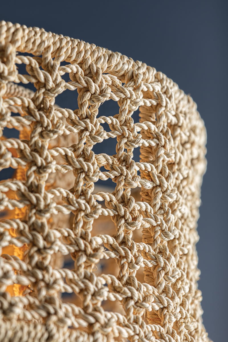 Yorkhill Pendant Light by Hudson Valley Lighting - Bohemian Abaca Rope, 3 Lights, Dimmable, Vintage Gold Leaf Finish