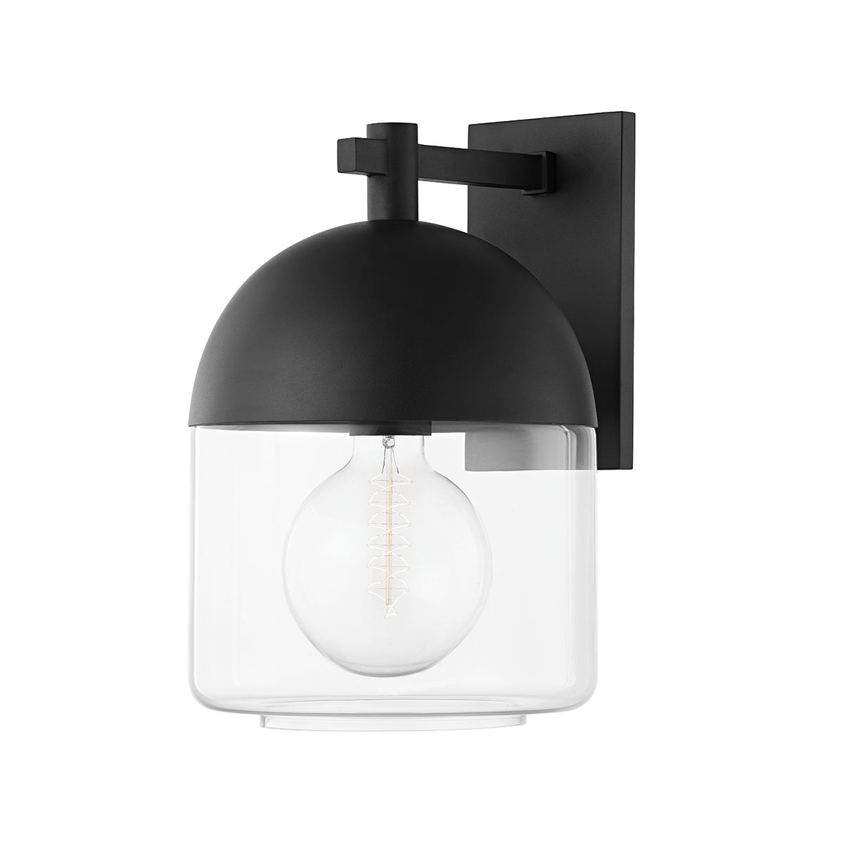 Zephyr 15-Inch Large Outdoor Wall Sconce by Troy Lighting in Textured Black with Clear Seeded Glass