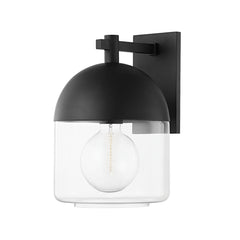 Zephyr 15-Inch Large Outdoor Wall Sconce by Troy Lighting in Textured Black with Clear Seeded Glass