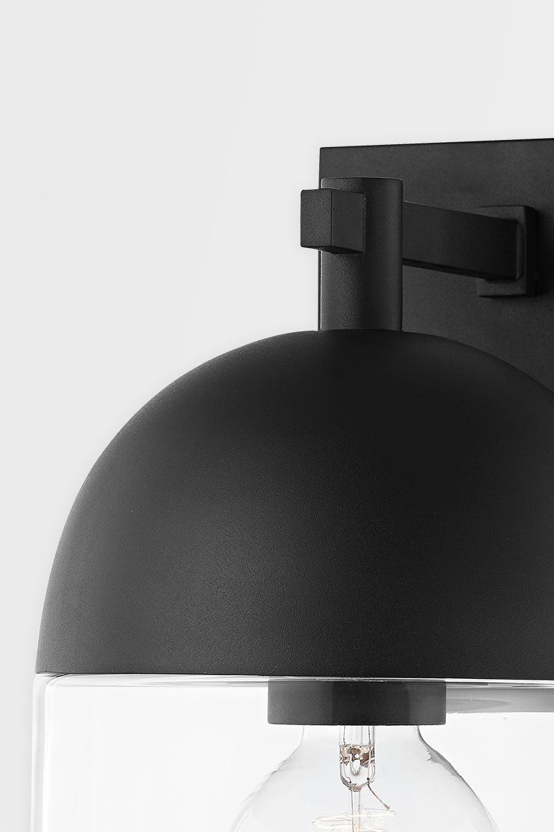 Troy Lighting Zephyr Outdoor Wall Sconce 60W Dimmable Clear Seeded Glass Black Frame 11.25"H x 7"W