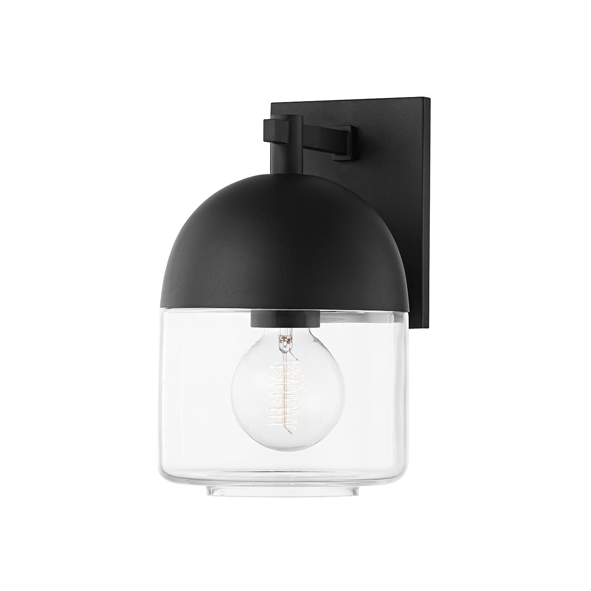 Troy Lighting Zephyr Outdoor Wall Sconce 60W Dimmable Clear Seeded Glass Black Frame 11.25"H x 7"W