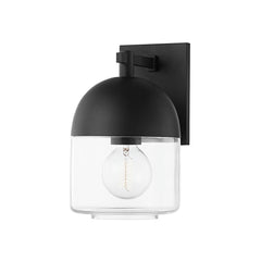 Troy Lighting Zephyr Outdoor Wall Sconce 60W Dimmable Clear Seeded Glass Black Frame 11.25"H x 7"W