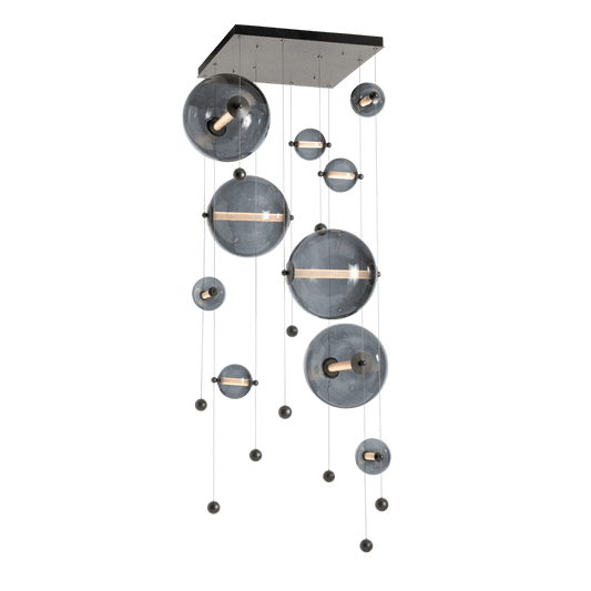 Abacus 10-Light Square LED Pendant - Natural Iron - Cool Grey Glass by Hubbardton Forge