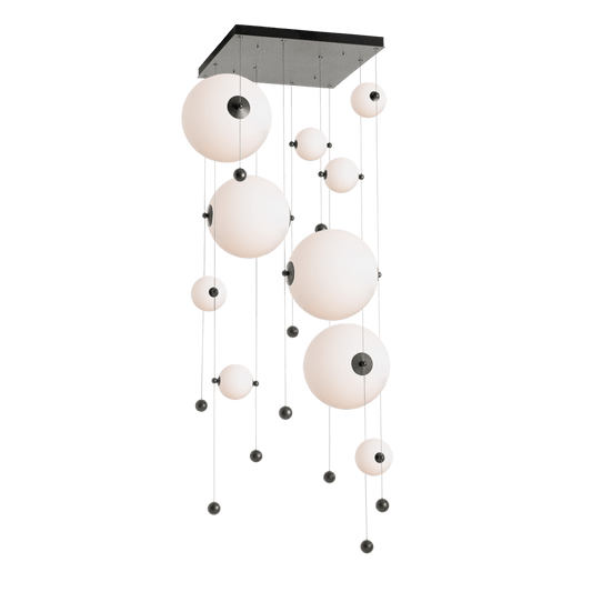 Abacus 10-Light Square LED Pendant - Natural Iron - Opal Glass by Hubbardton Forge