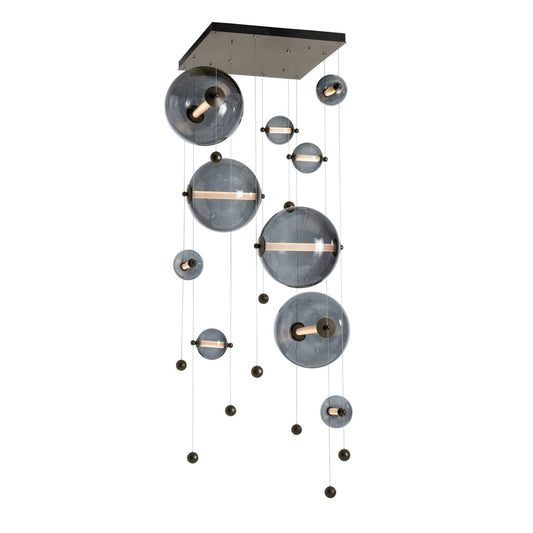 Abacus 10-Light Square LED Pendant - Oil Rubbed Bronze - Cool Grey Glass by Hubbardton Forge