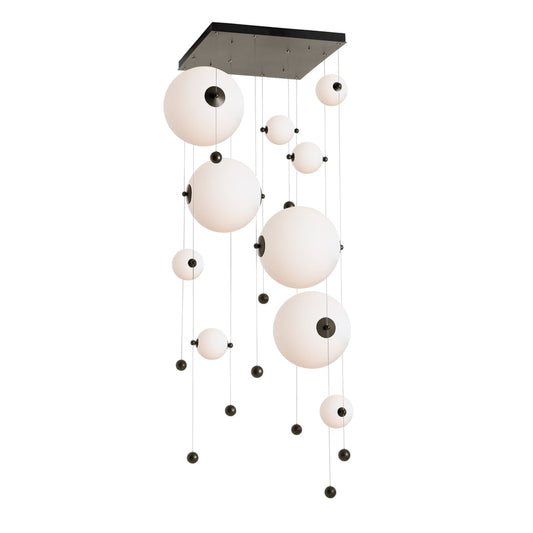 Abacus 10-Light Square LED Pendant - Oil Rubbed Bronze - Opal Glass by Hubbardton Forge