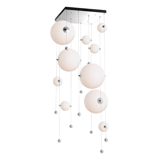 Abacus 10-Light Square LED Pendant - Sterling - Opal Glass by Hubbardton Forge